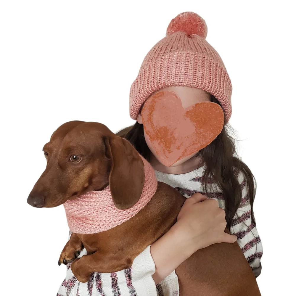 Dog Scarf and Human Hat - Matching Set (2 pieces) Hand Knit Handmade Knitted